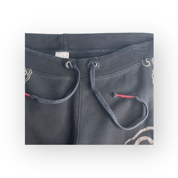 Vintage Y2K: Lucky ☘︎︎ Asian Dragon Red Embroidery Floral Sweatpants ☘︎︎ Black S - Picture 7 of 16